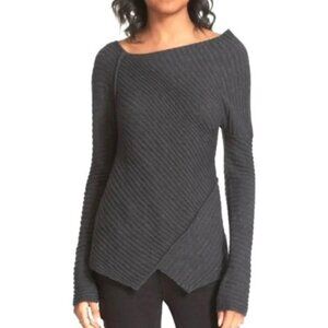 Free People Grey Wool Blend Love & Harmony Ribbed Asymmetric Sweater XS